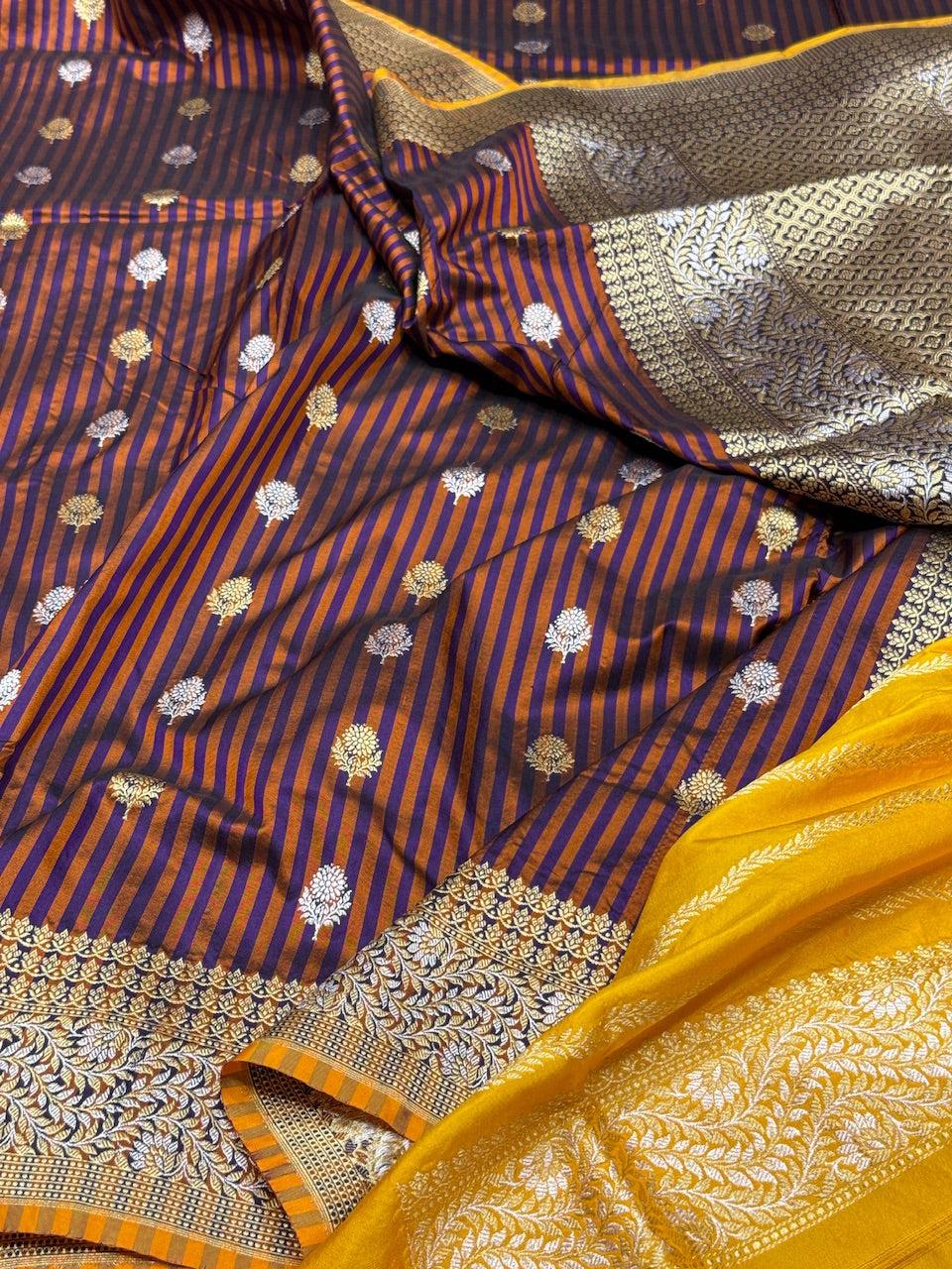 Navy Blue Handwoven Banarasi Pure Silk Saree