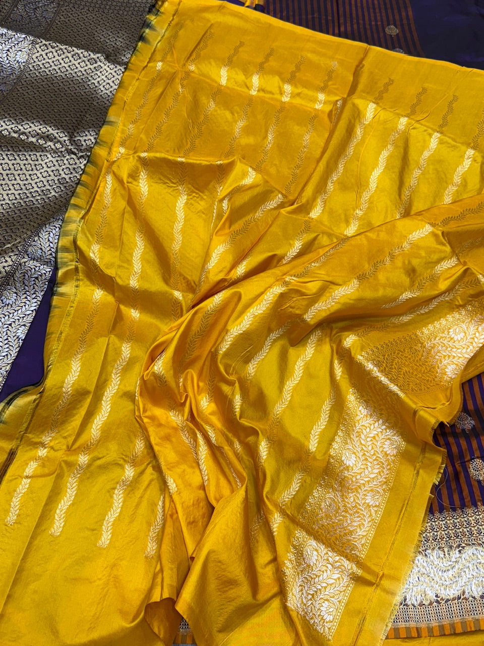 Navy Blue Handwoven Banarasi Pure Silk Saree