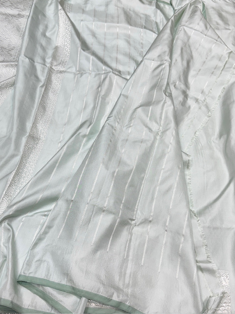 Powder Blue Handwoven Ektara Pure Banarasi Silk Saree