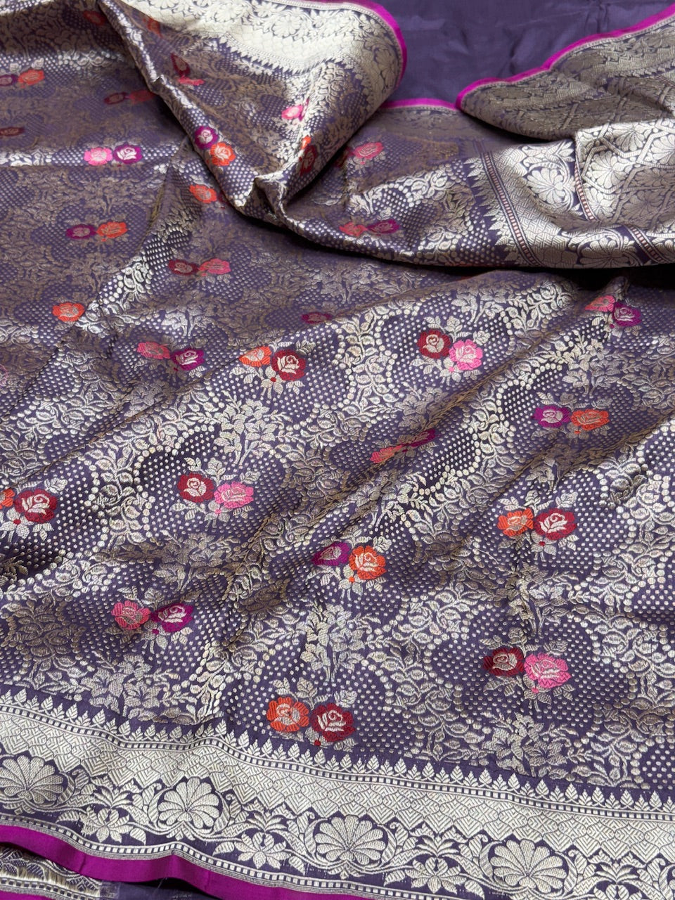 Mauve Handwoven Banarasi Pure Silk Brocade Saree