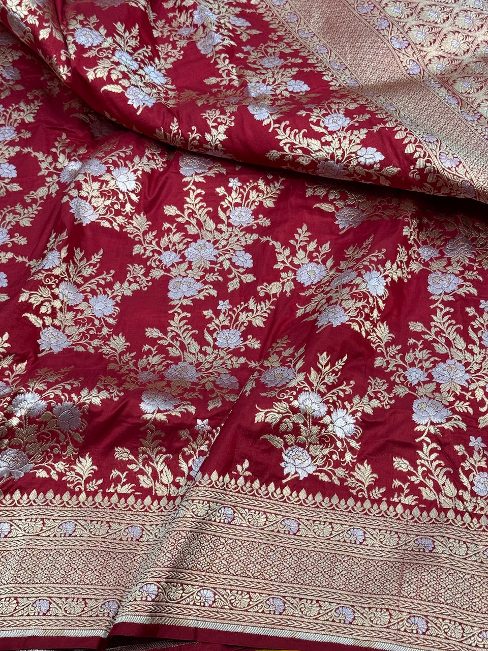 Red  Sona Rupa Pure Silk Saree