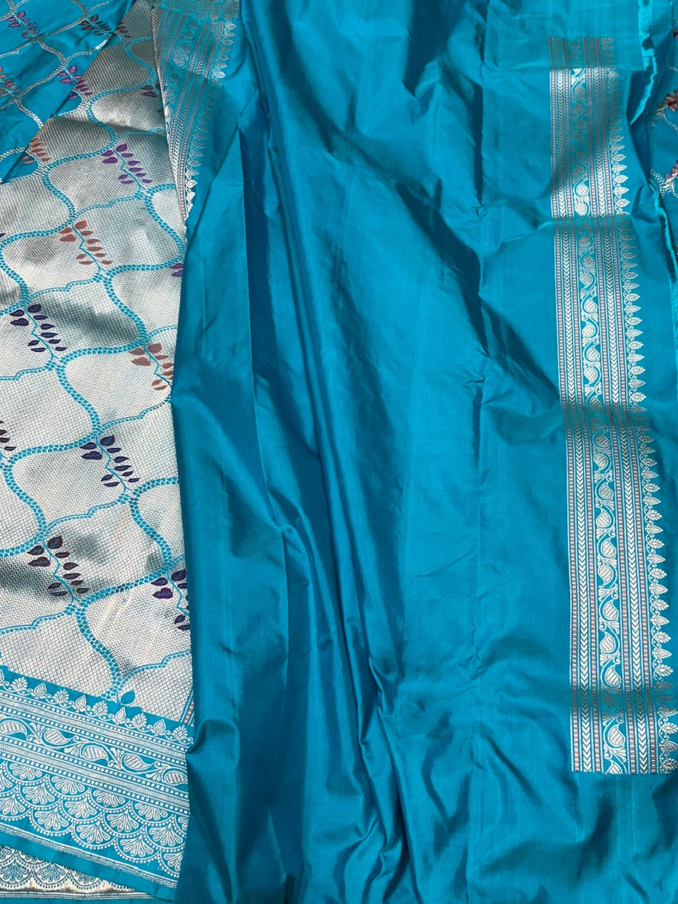 German Blue Handwoven Banarasi Pure Silk Saree