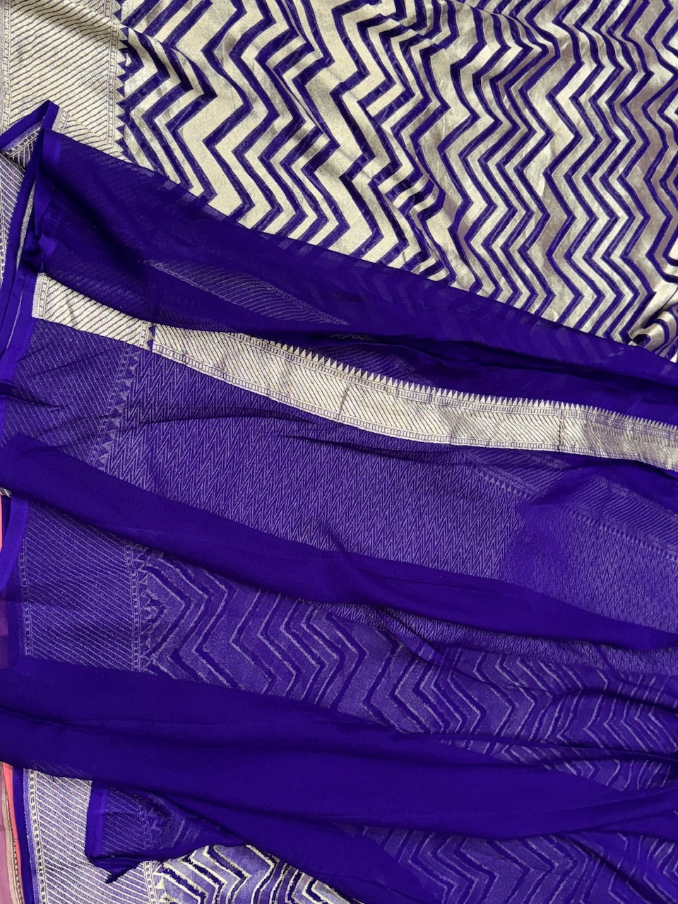 Royal Blue Pure Chiffon Georgette Saree