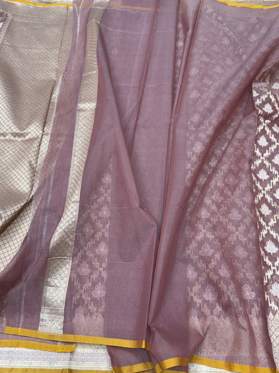 Peach Banarasi Pure Cotton Saree