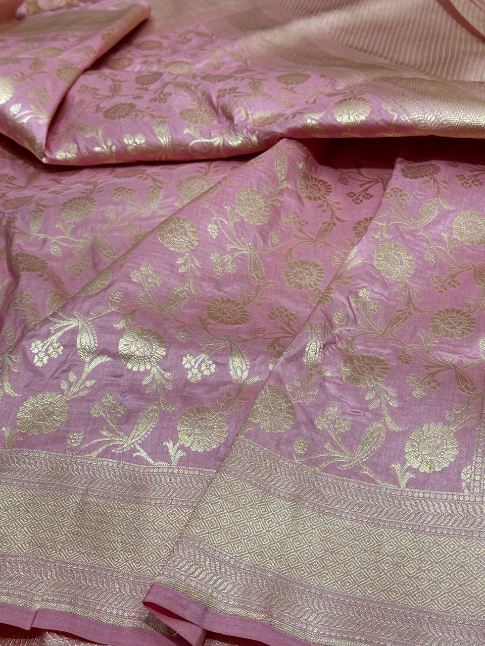 Baby Pink Pure Silk Saree