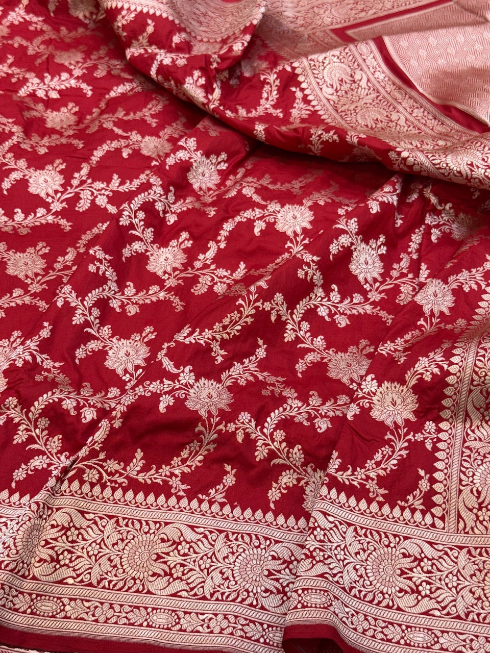 Red Pure Katan Silk Saree