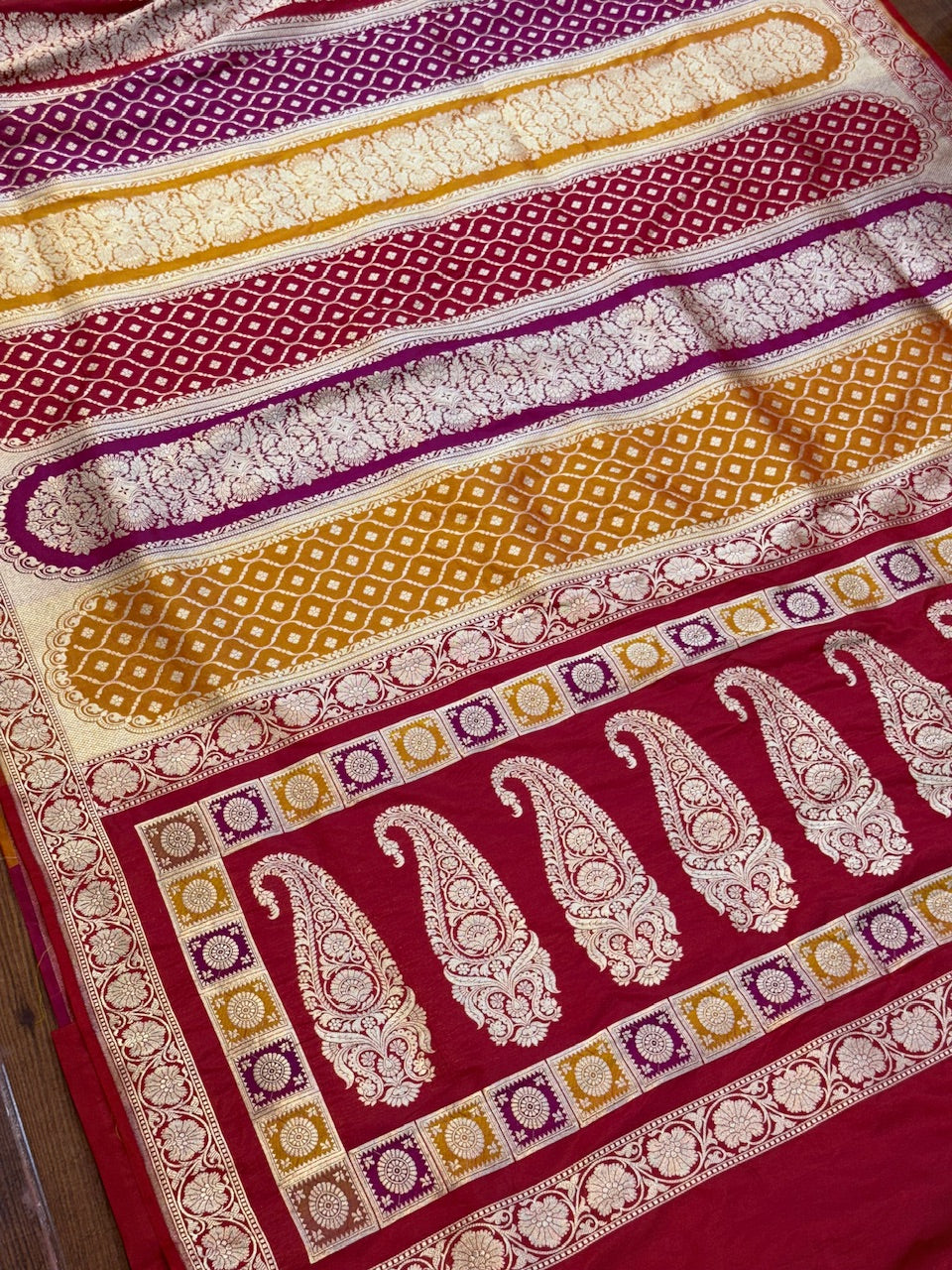 Multicolour Banarasi Pure Silk Saree β Cutwork Weave in 100% Pure Katan Silk