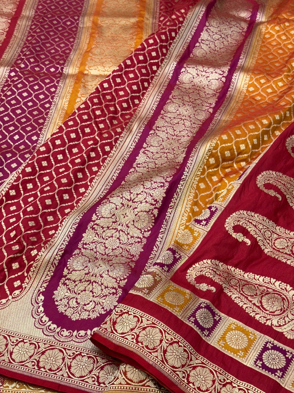 Multicolour Banarasi Pure Silk Saree β Cutwork Weave in 100% Pure Katan Silk