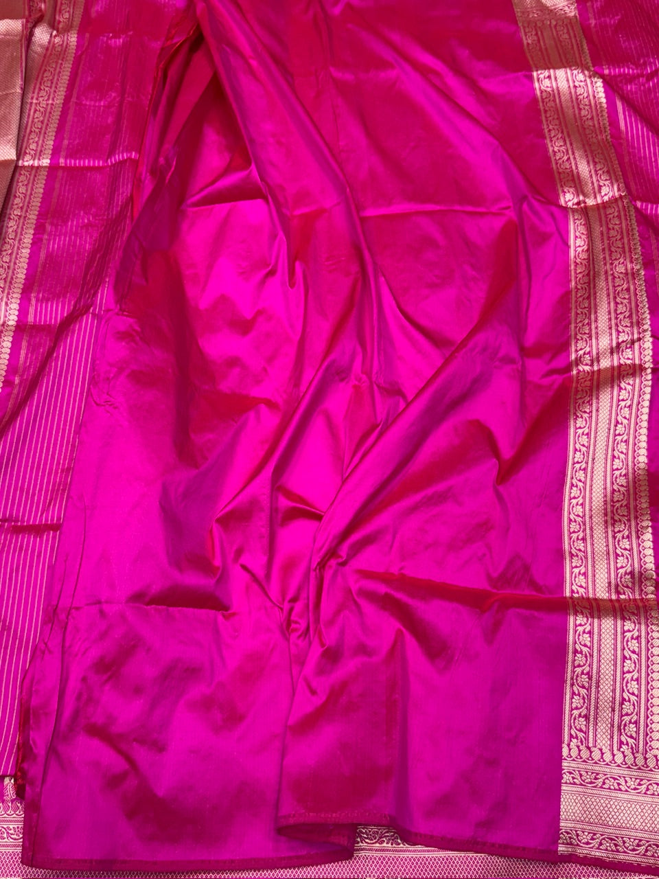 Rani Pink Handwoven Banarasi Pure Silk Saree