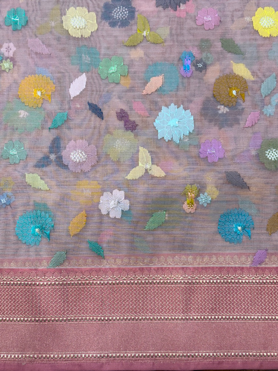 Peach Handwoven Pure Banarasi Organza Saree