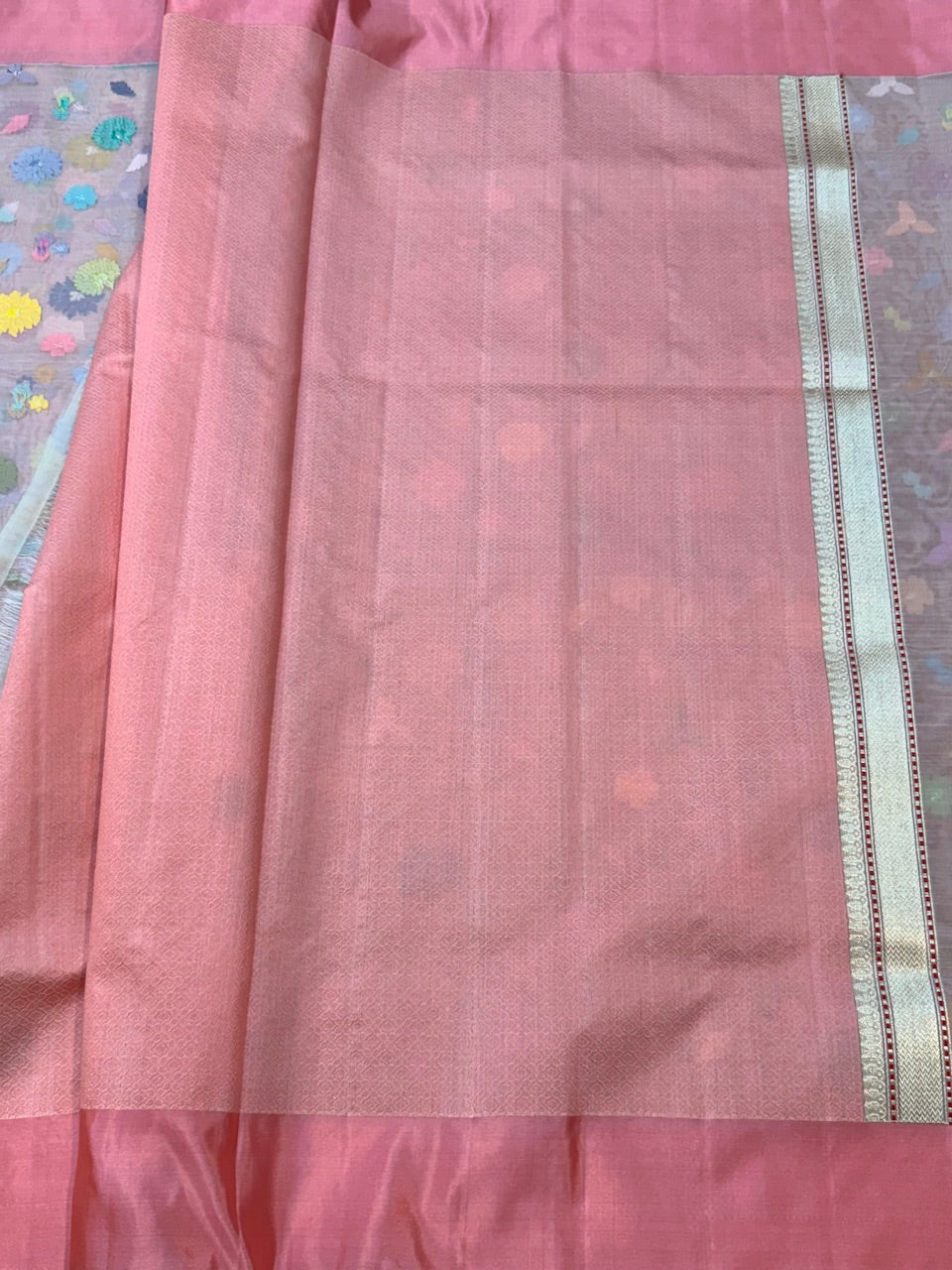 Peach Handwoven Pure Banarasi Organza Saree