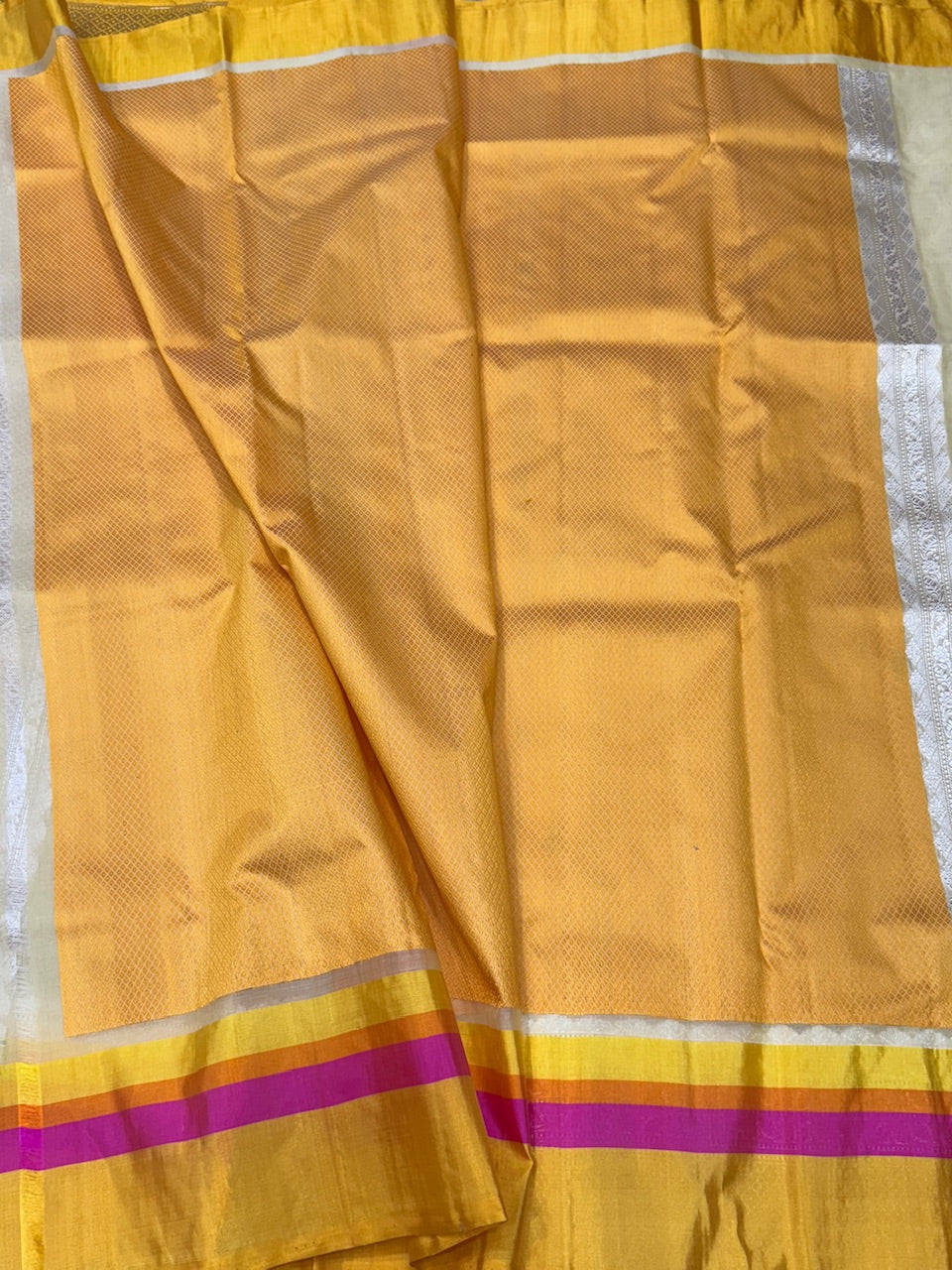 Lemon Yellow Handwoven Pure Banarasi Organza Saree