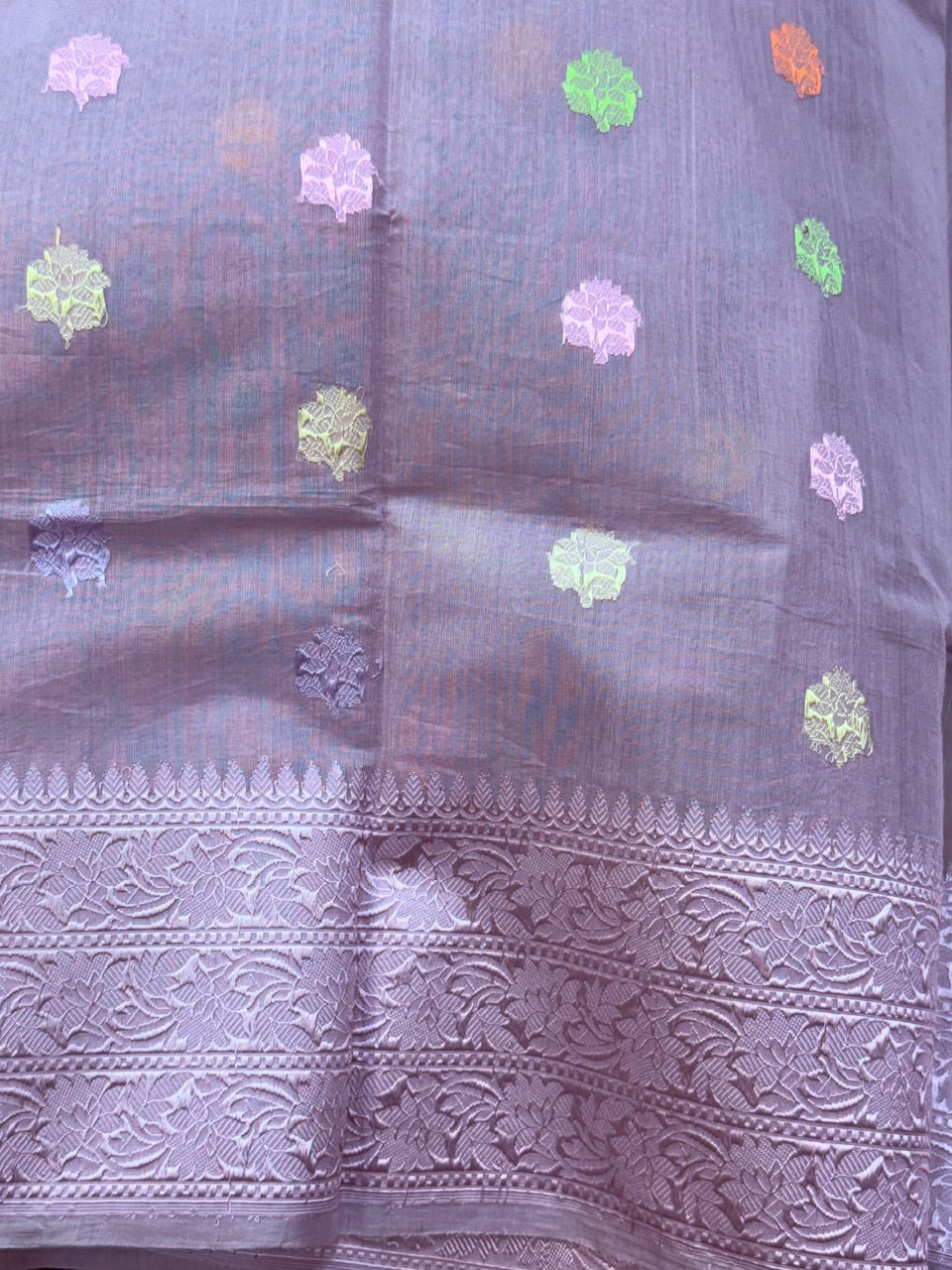 Lavender Handwoven Banarasi Cotton Saree