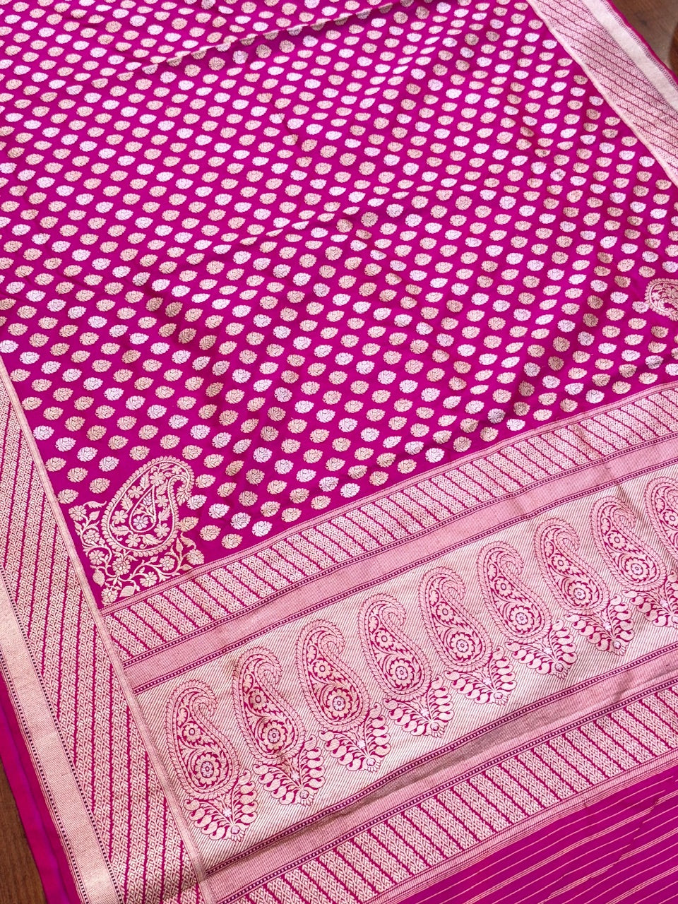 Rani Pink Handwoven Pure Banarasi Silk Saree