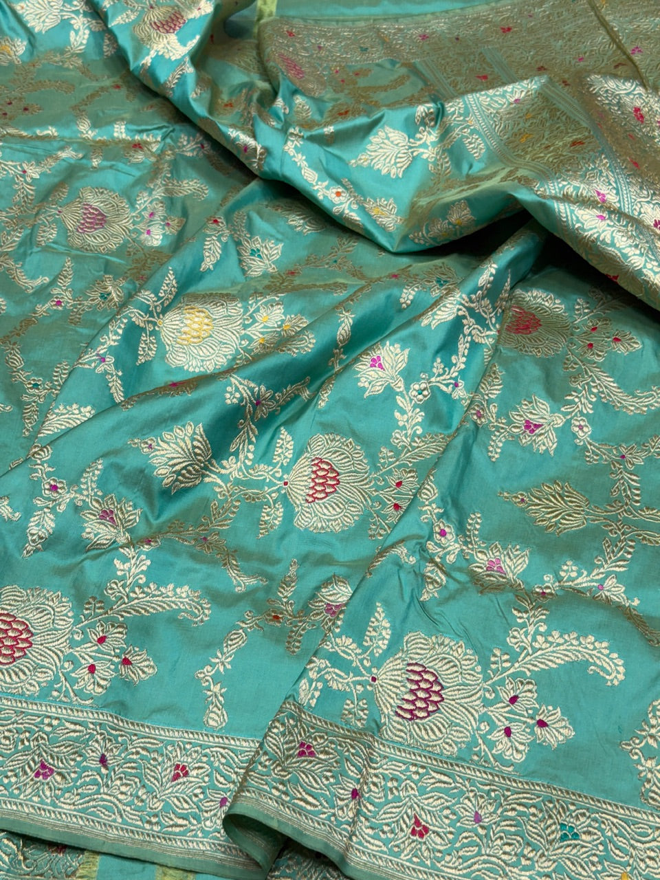 Sea Green Handwoven Banarasi Pure Silk Saree