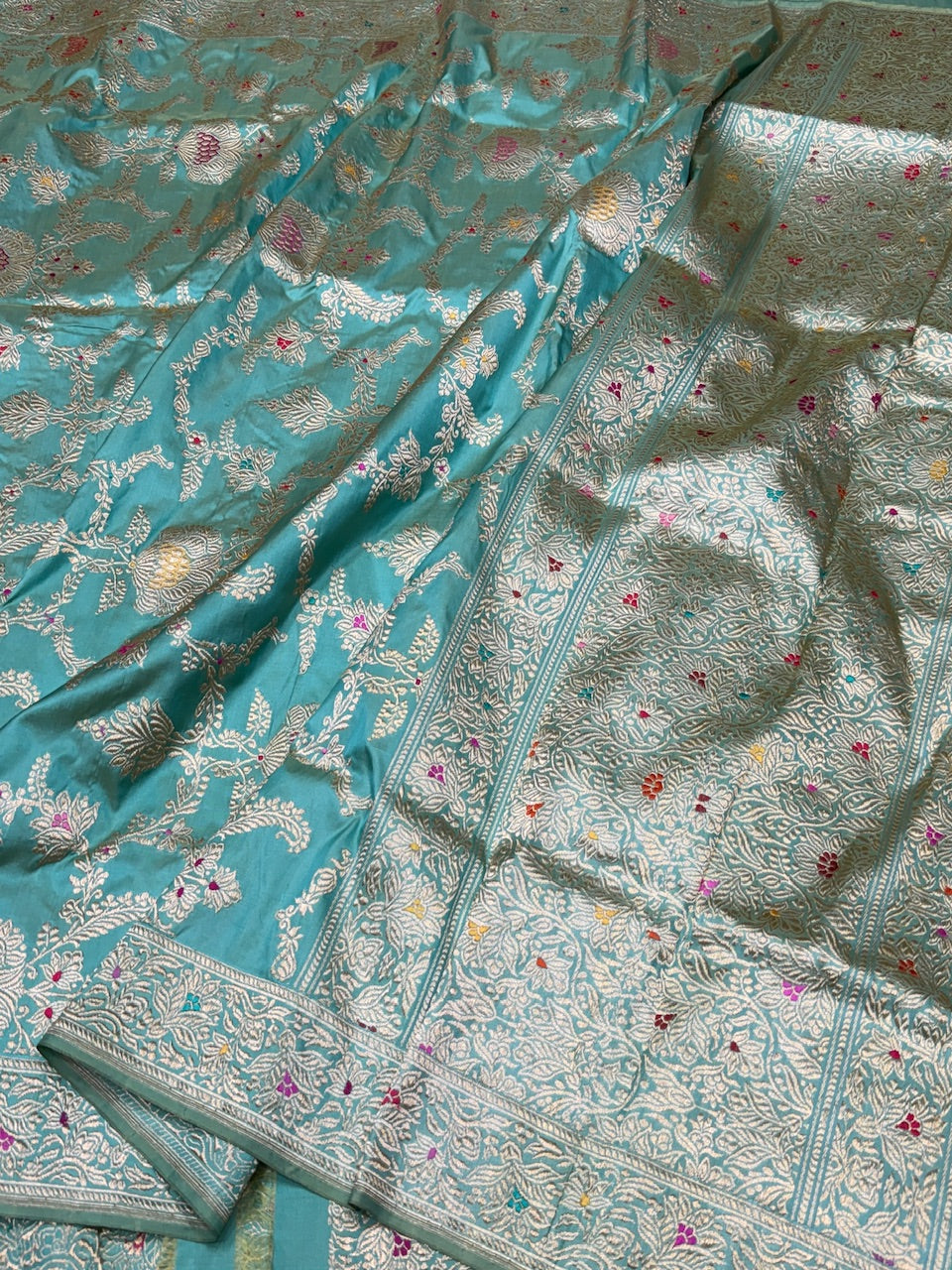 Sea Green Handwoven Banarasi Pure Silk Saree