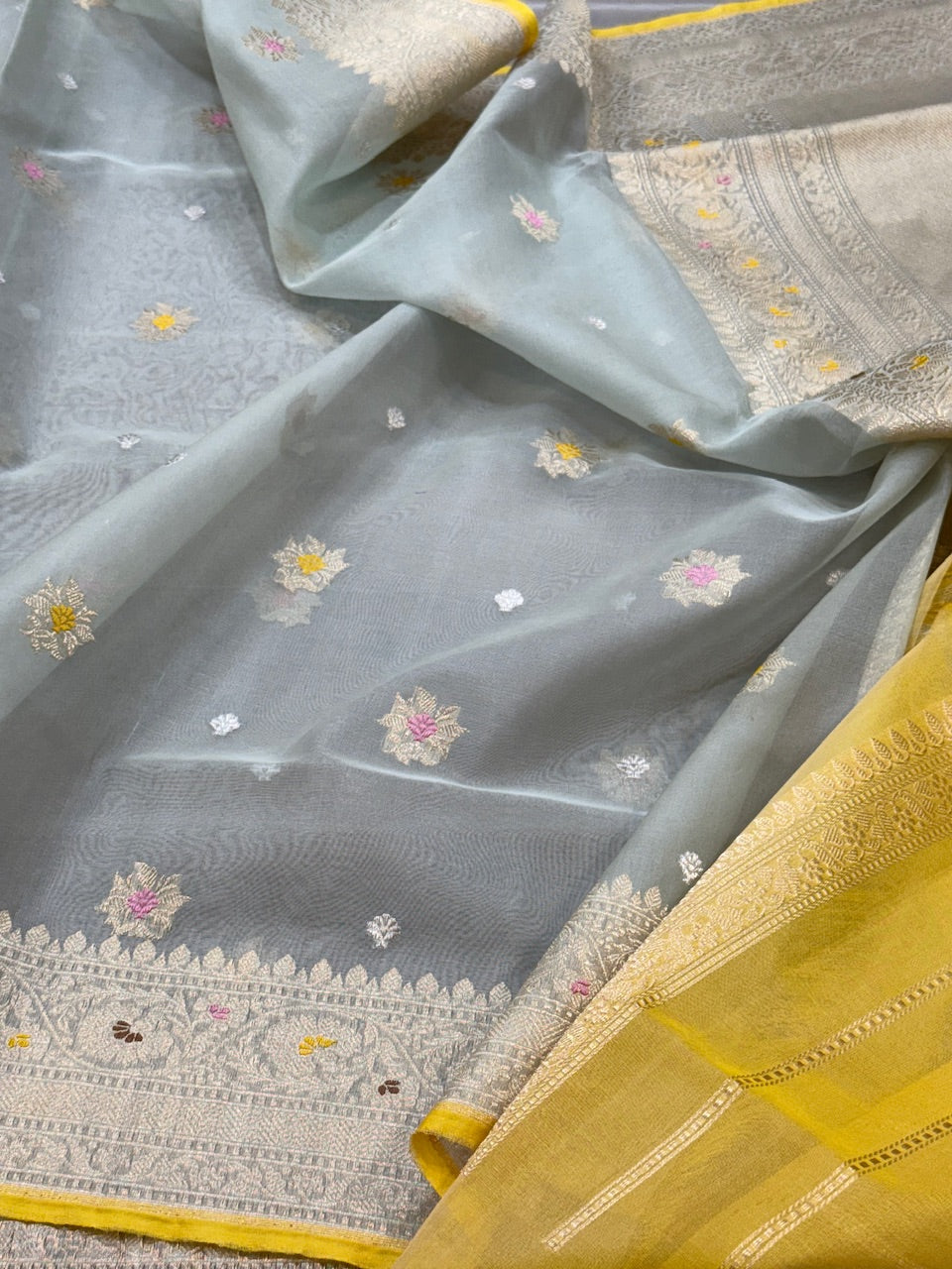 Handwoven Pure Banarasi Organza Silk Saree