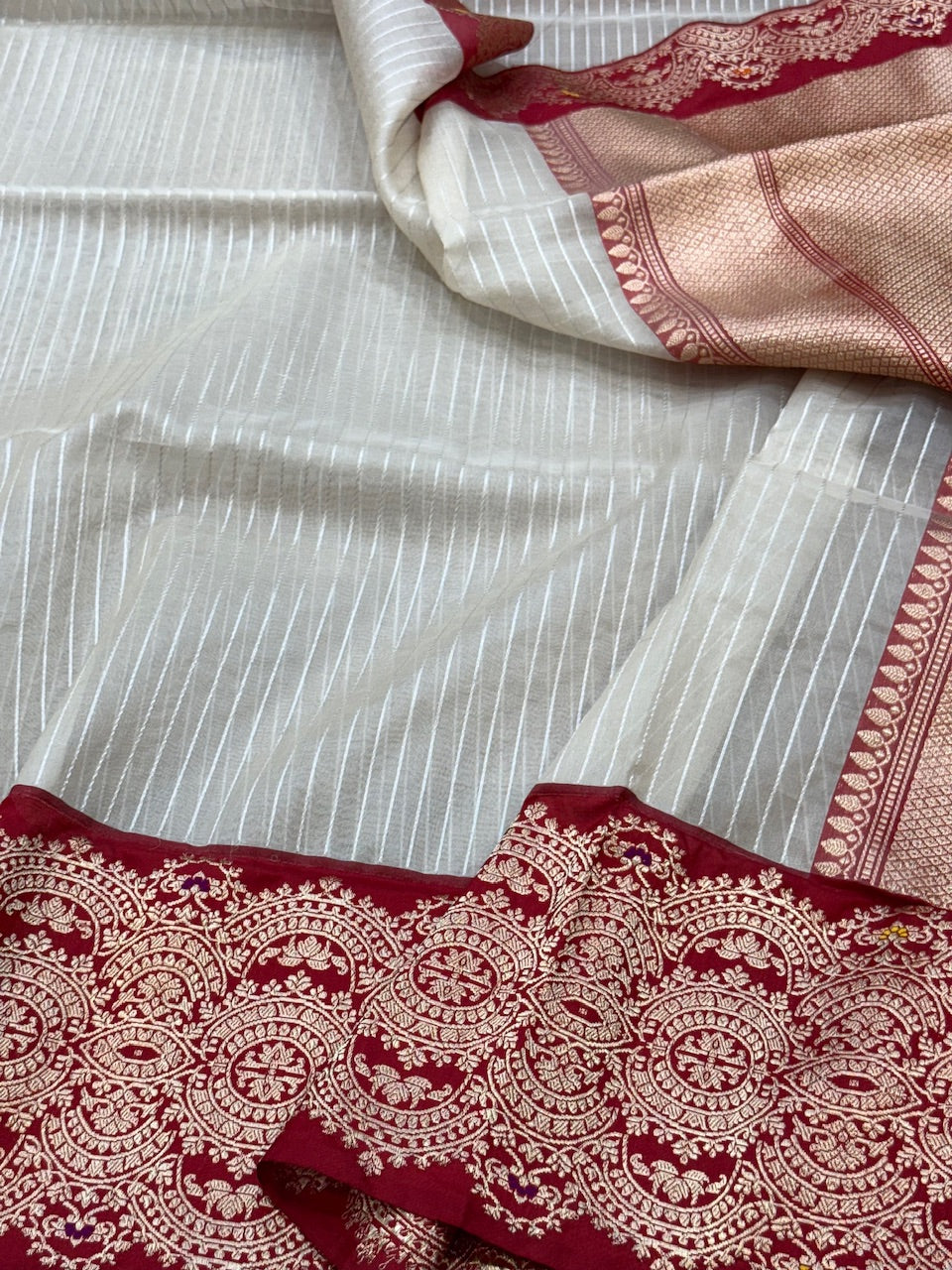 Ivory Handwoven Pure Organza Saree