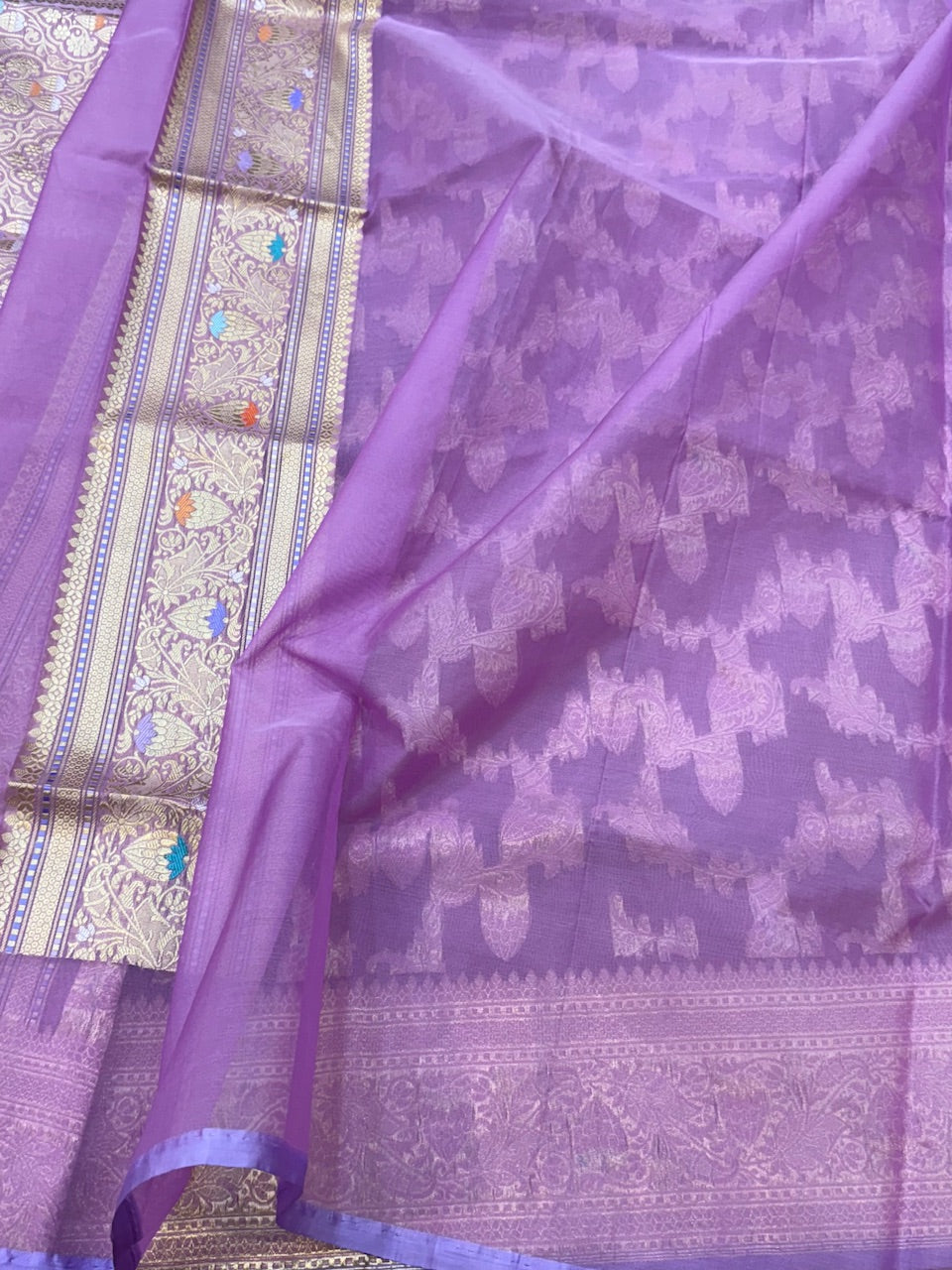 Lavender Handwoven Banarasi Pure Organza Saree