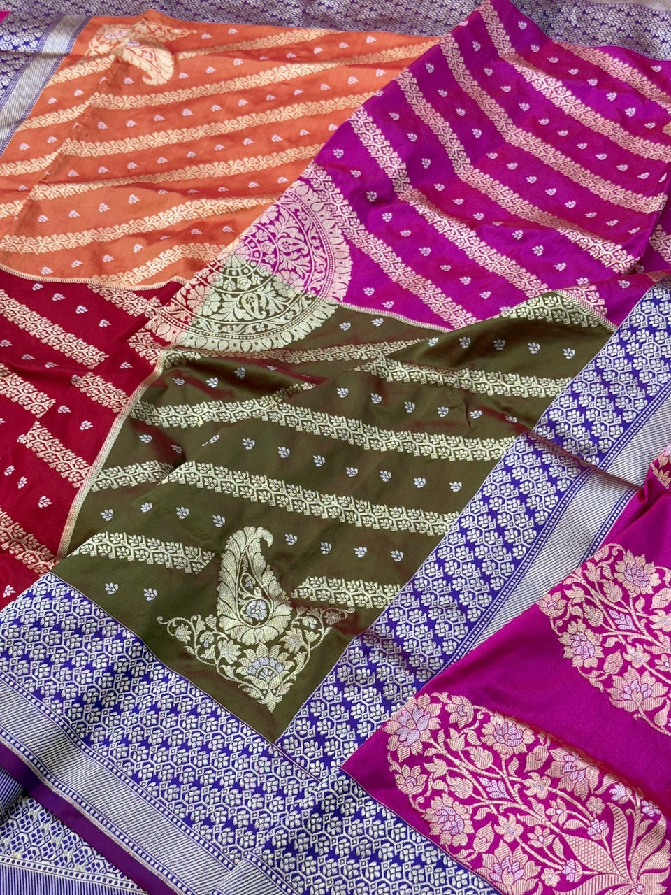 Rani Pink Handwoven Pure Banarasi Rangkaat Silk Saree