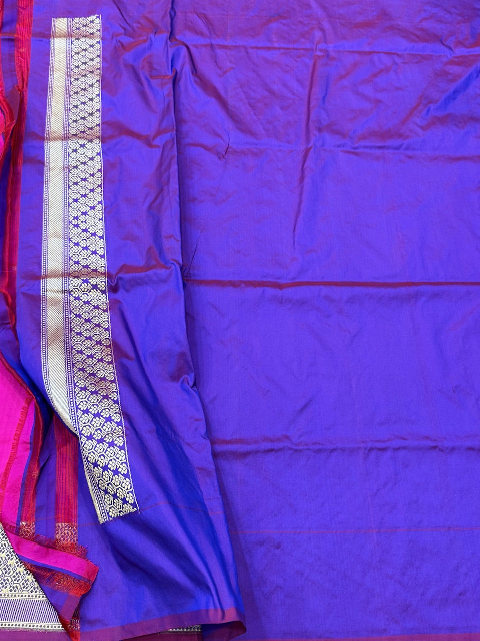 Rani Pink Handwoven Pure Banarasi Rangkaat Silk Saree