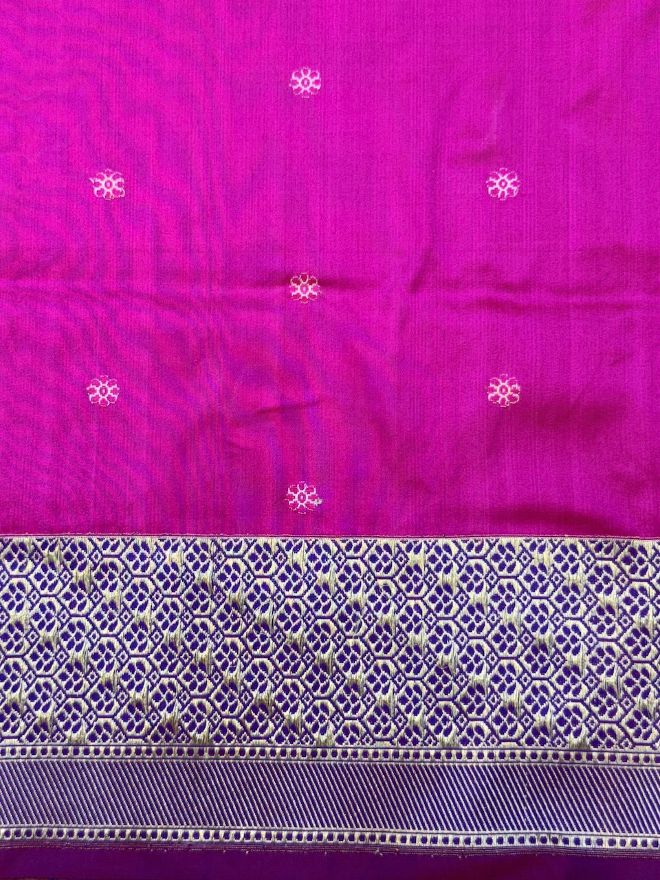 Rani Pink Handwoven Pure Banarasi Rangkaat Silk Saree