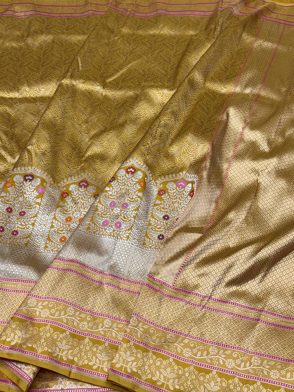 Mustard Yellow Handwoven Banarasi Pure Silk Saree