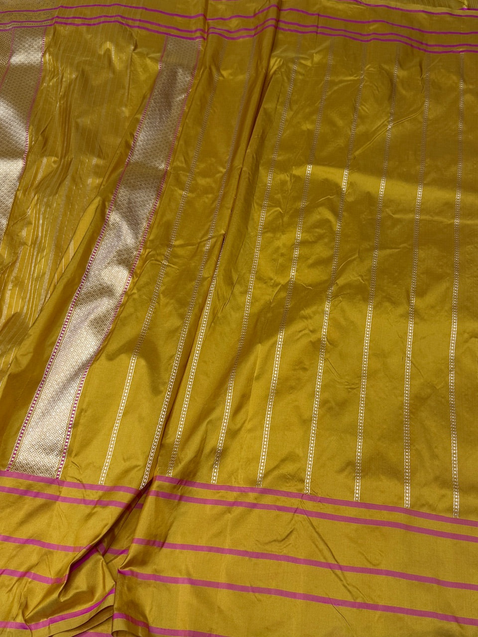 Mustard Yellow Handwoven Banarasi Pure Silk Saree