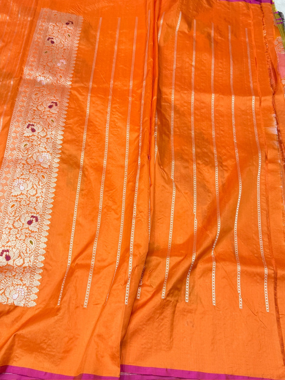 Orange Rangkaat Handwoven Pure Banarasi Saree