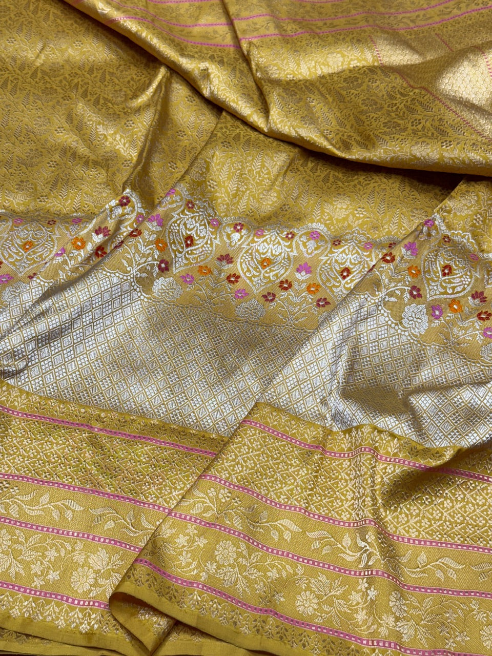 Mustard Yellow Handwoven Banarasi Pure Silk Saree