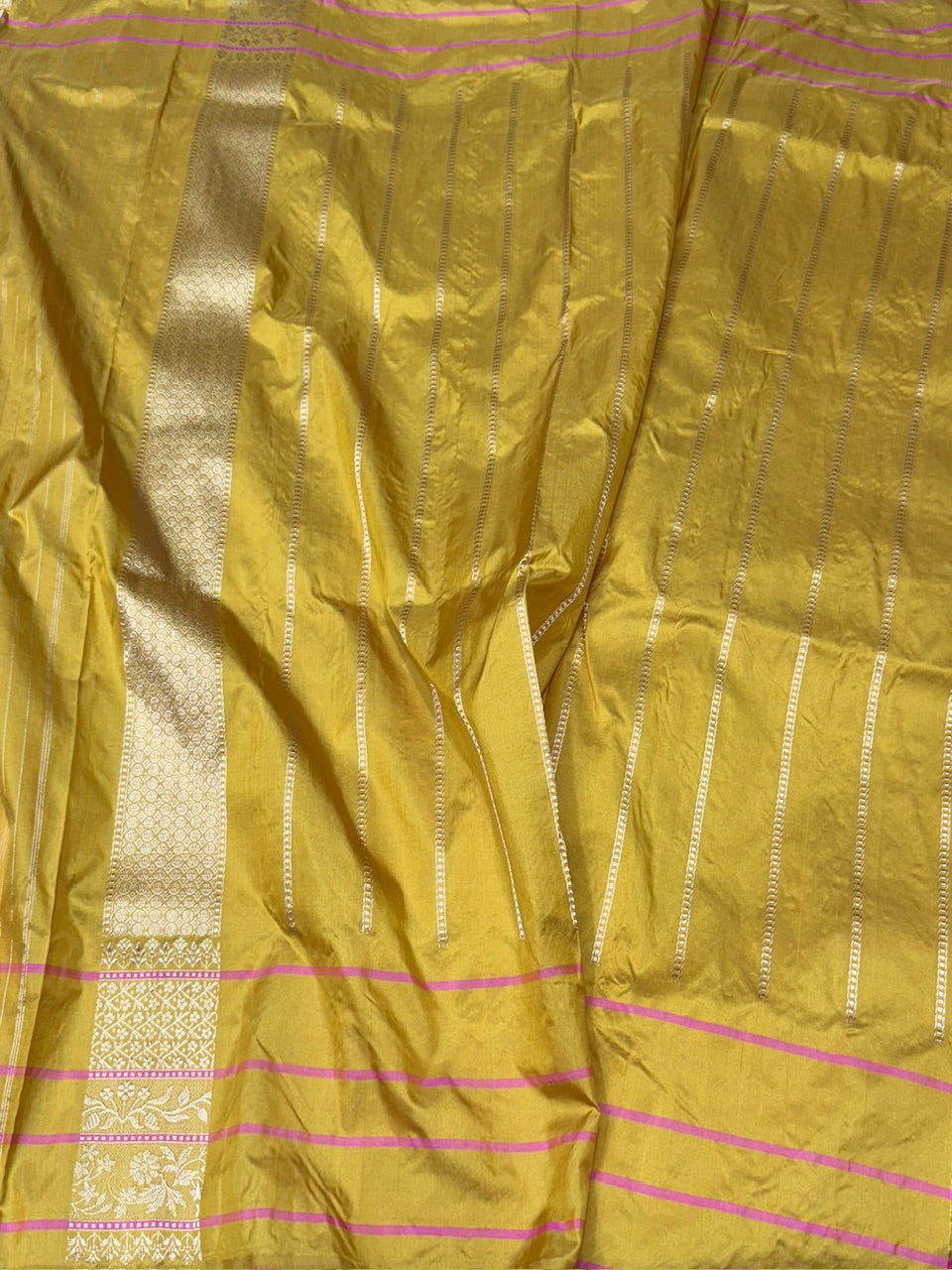 Mustard Yellow Handwoven Banarasi Pure Silk Saree