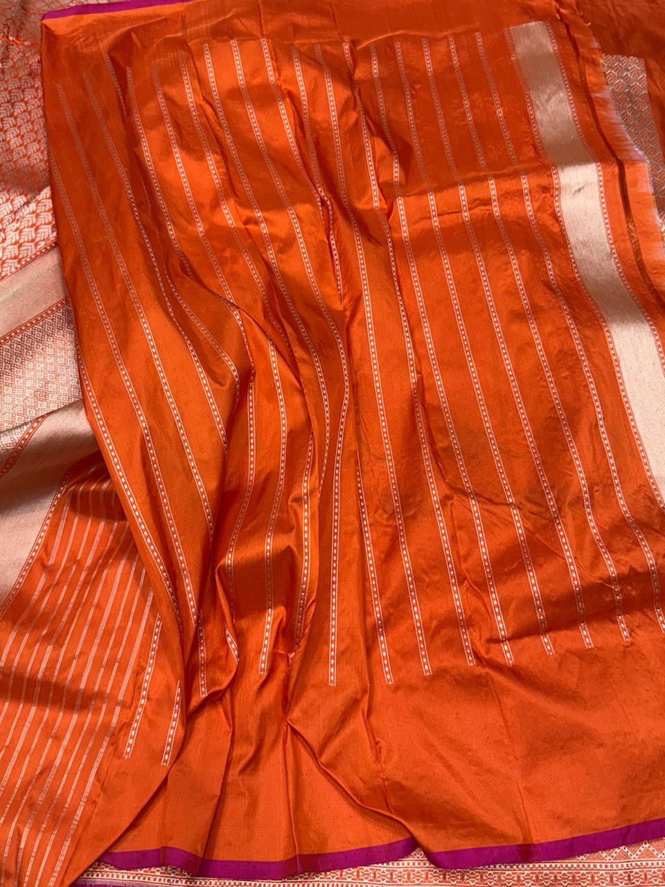 Orange Handwoven Banarasi Pure Silk Saree