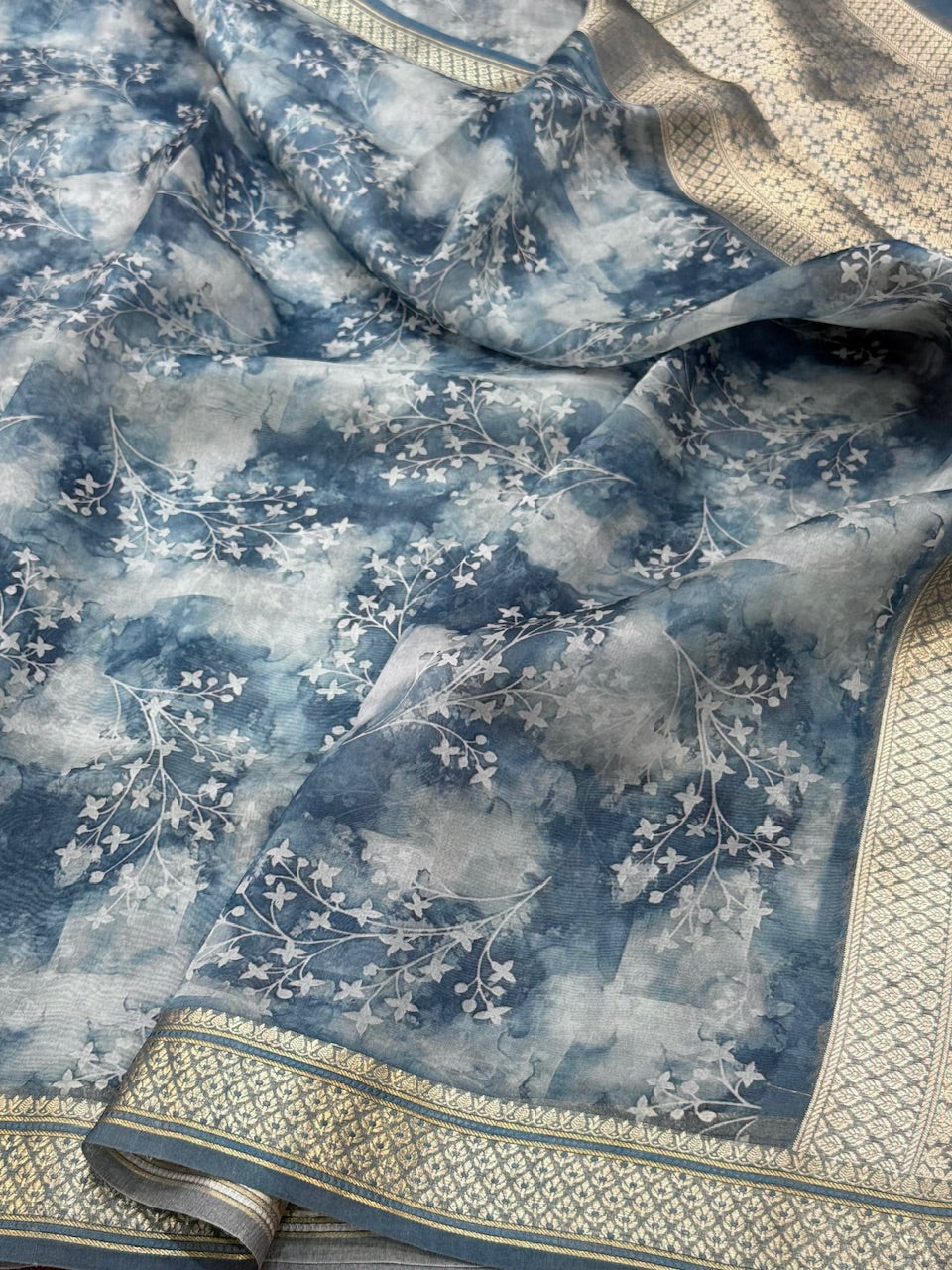 Printed Pure Organza Silk Saree