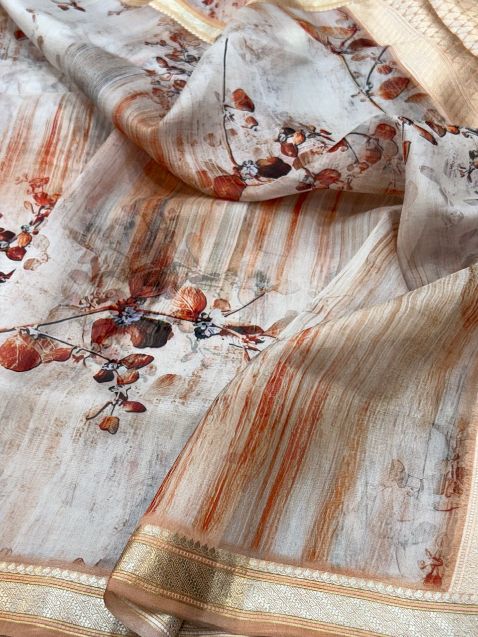 Printed Pure Organza Silk Saree