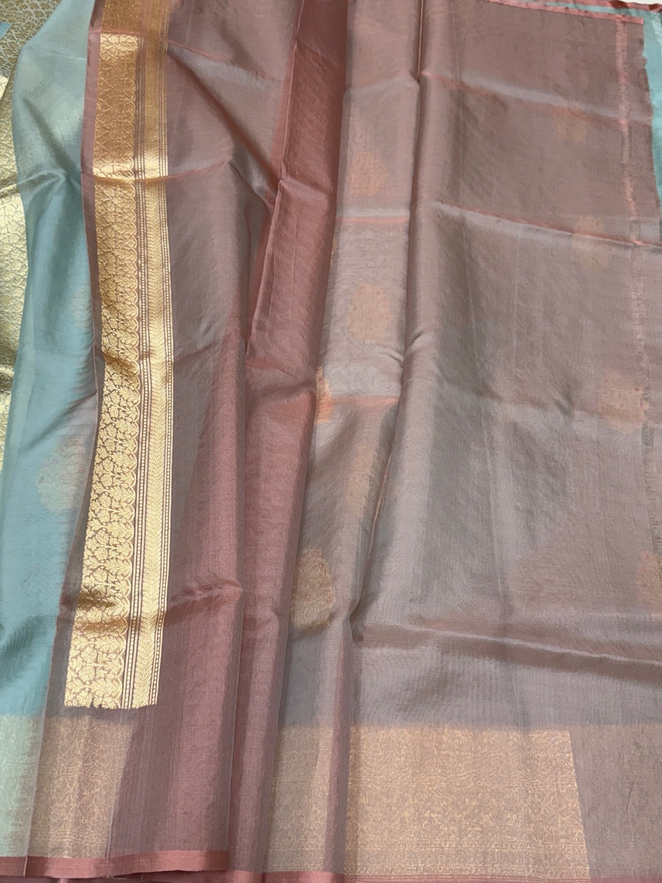 Powder Blue Handwoven Banarasi Pure Organza Saree