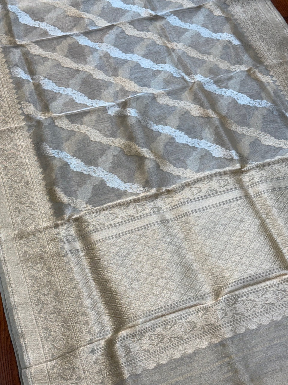Champagne Gold Handwoven Banarasi Tissue Silk Saree