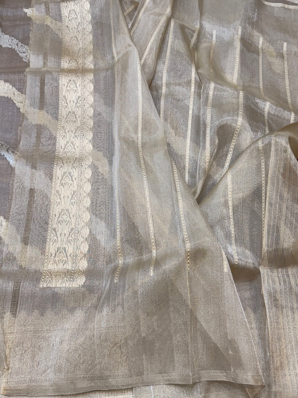 Champagne Gold Handwoven Banarasi Tissue Silk Saree