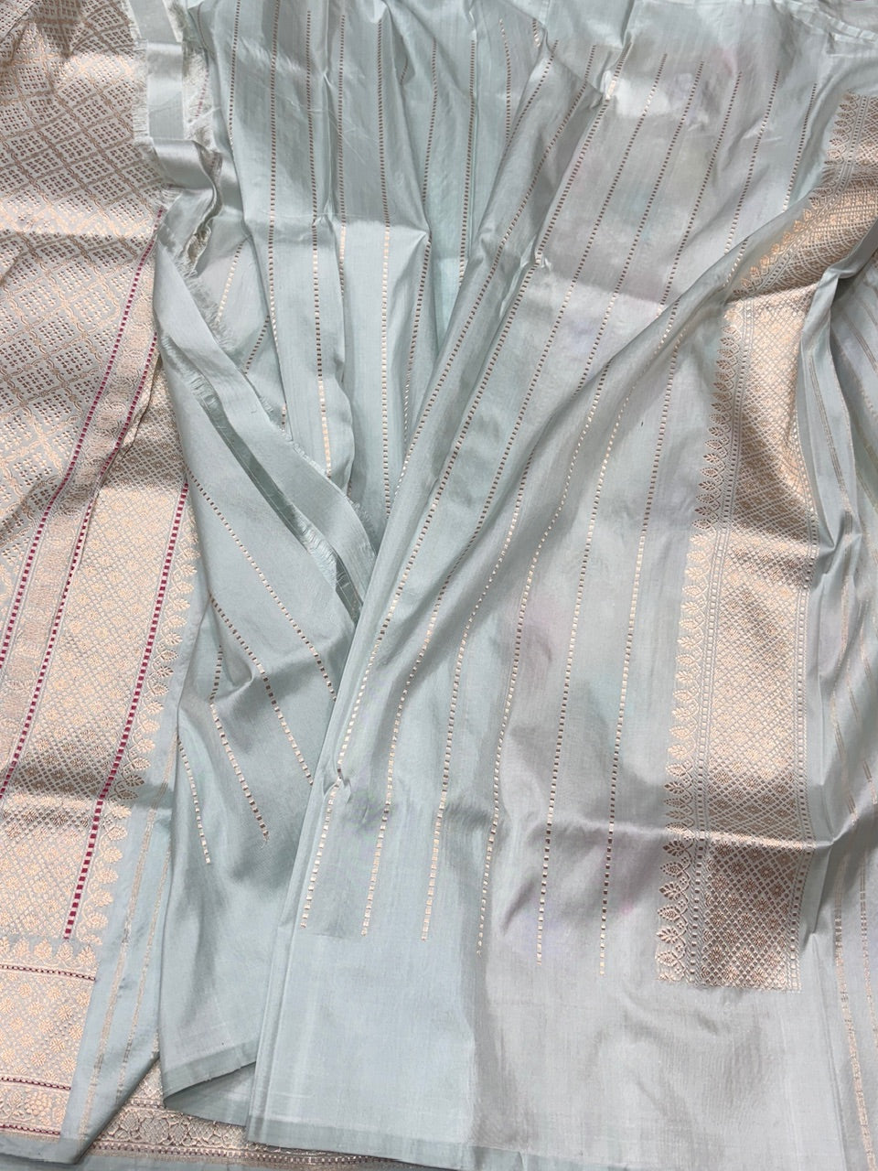 Powder Blue Rangkaat Handwoven Banarasi Saree
