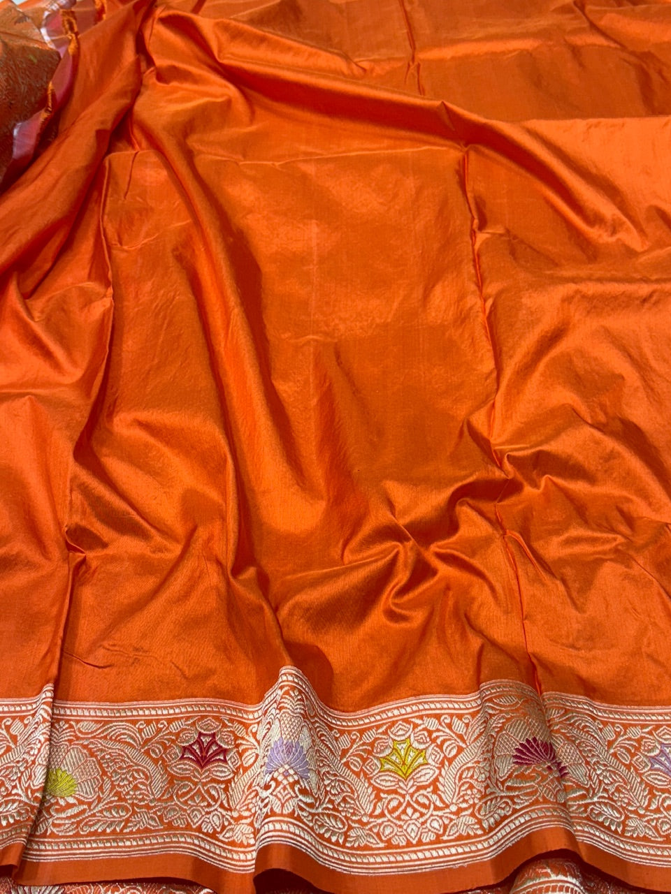 Orange Handwoven Banarasi Pure Silk Saree