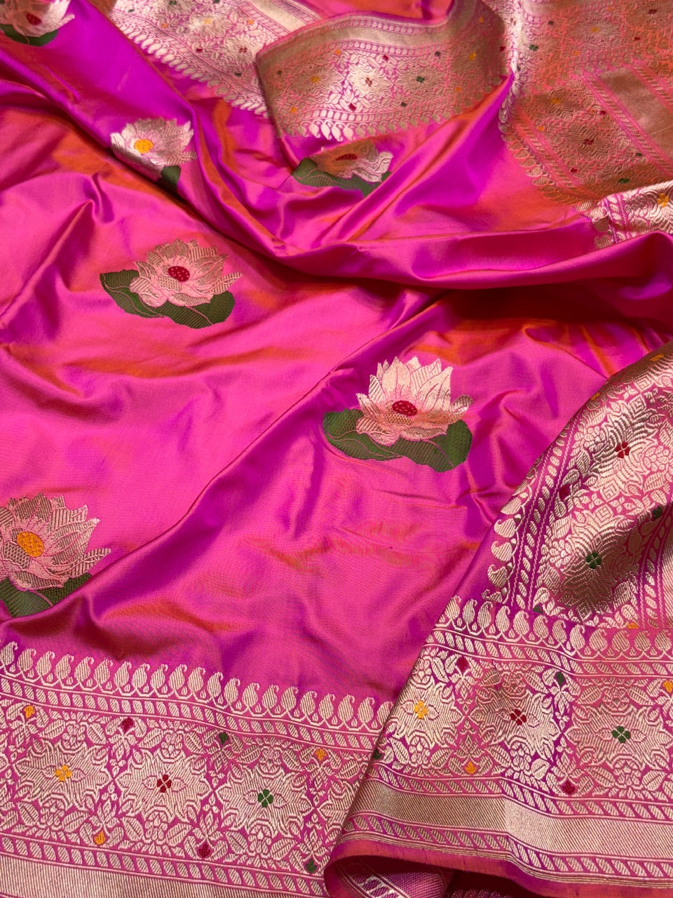 Rani Pink Ektara Silk Handwoven Saree