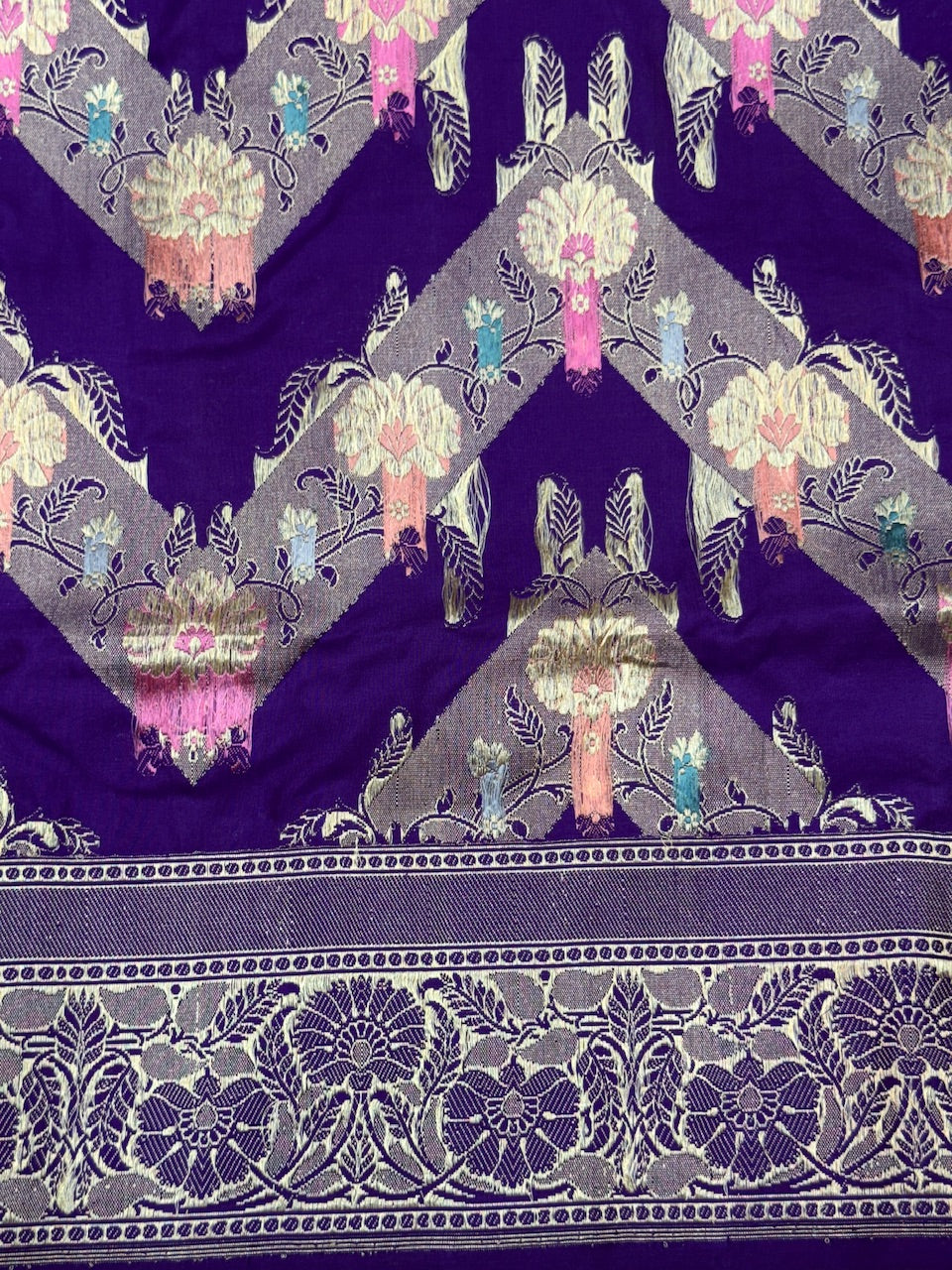 Purple Handwoven Pure Banarasi Silk Saree