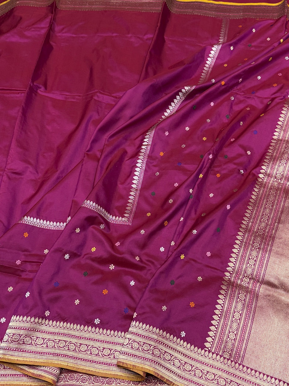 Magenta Pink Handwoven Banarasi Pure Silk Saree