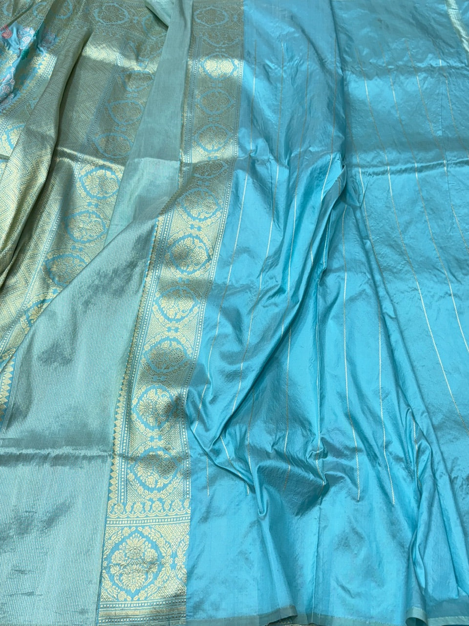 Sky Blue Handwoven Banarasi Pure Silk Saree