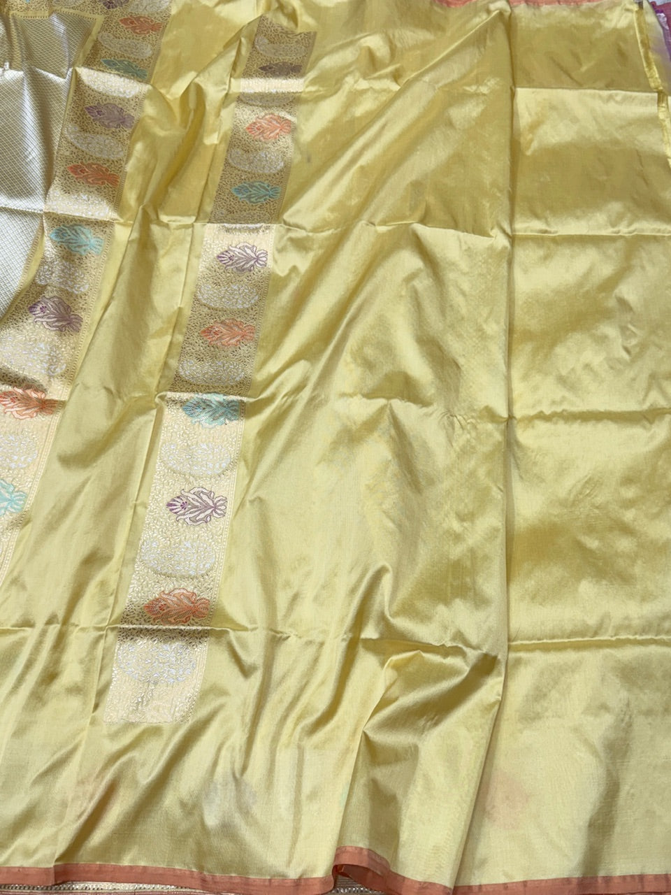 Lemon Yellow Handwoven Banarasi Pure Silk Saree