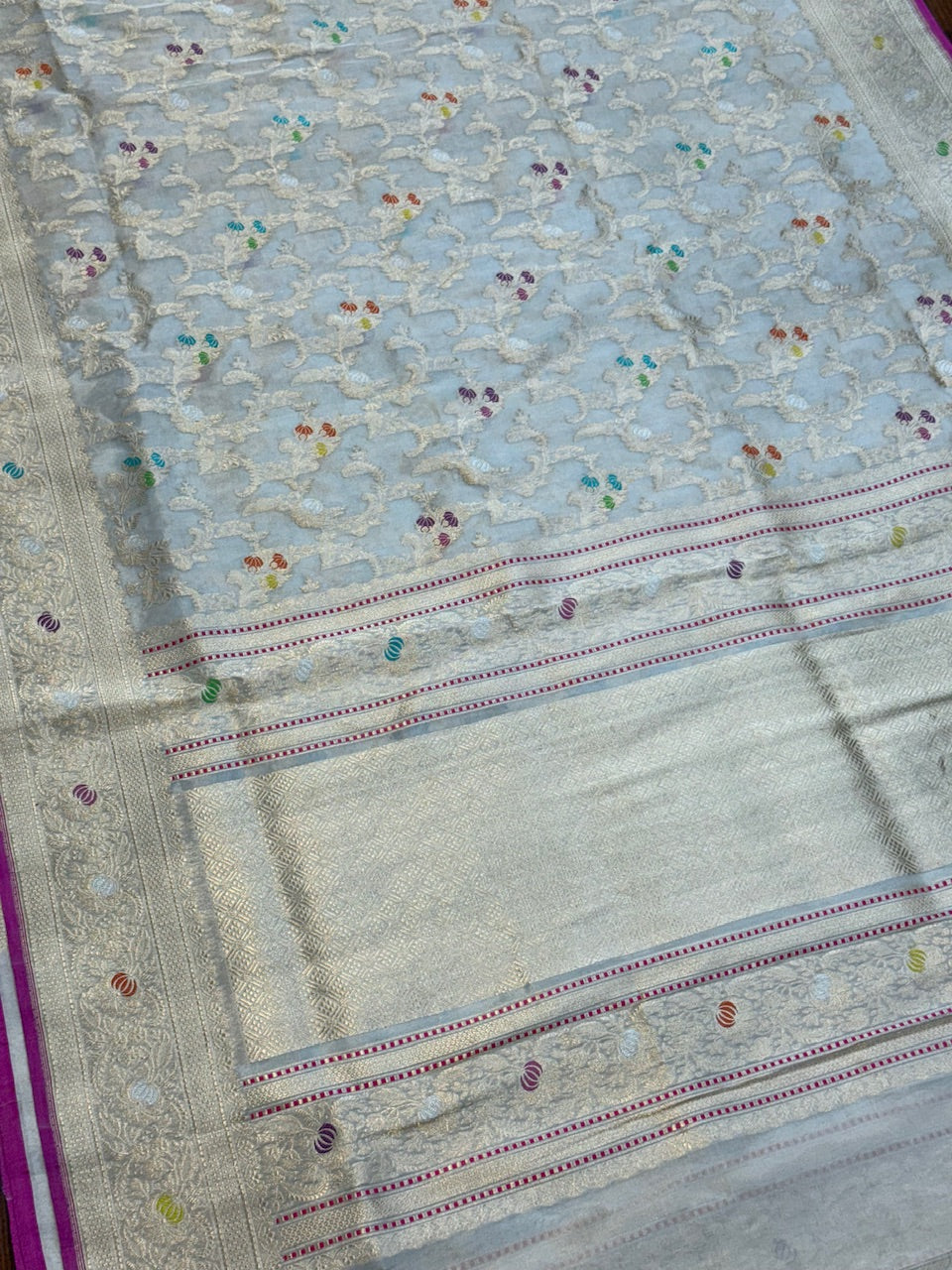 Ivory Handwoven Pure Banarasi Tissue Saree