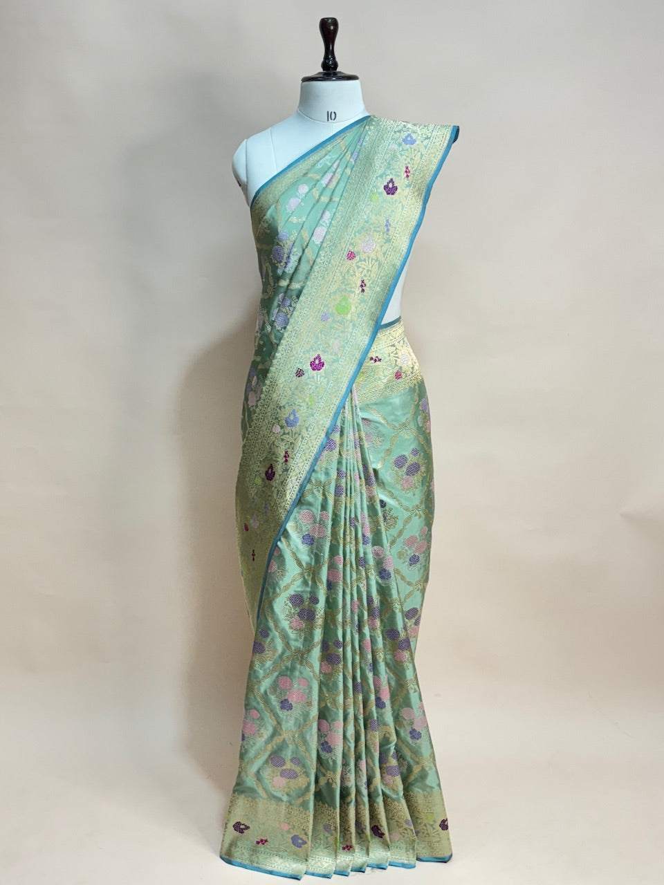 Sage Green Handwoven Pure Banarasi Silk Saree