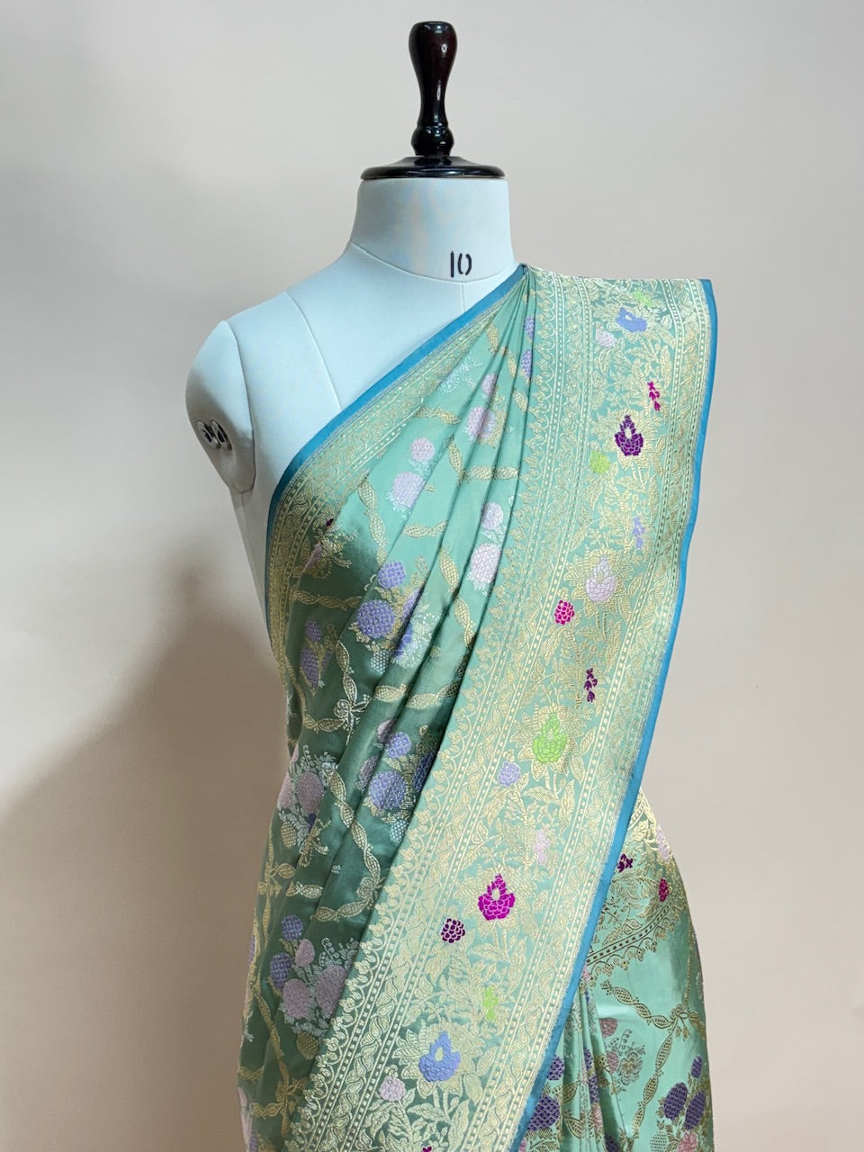 Sage Green Handwoven Pure Banarasi Silk Saree