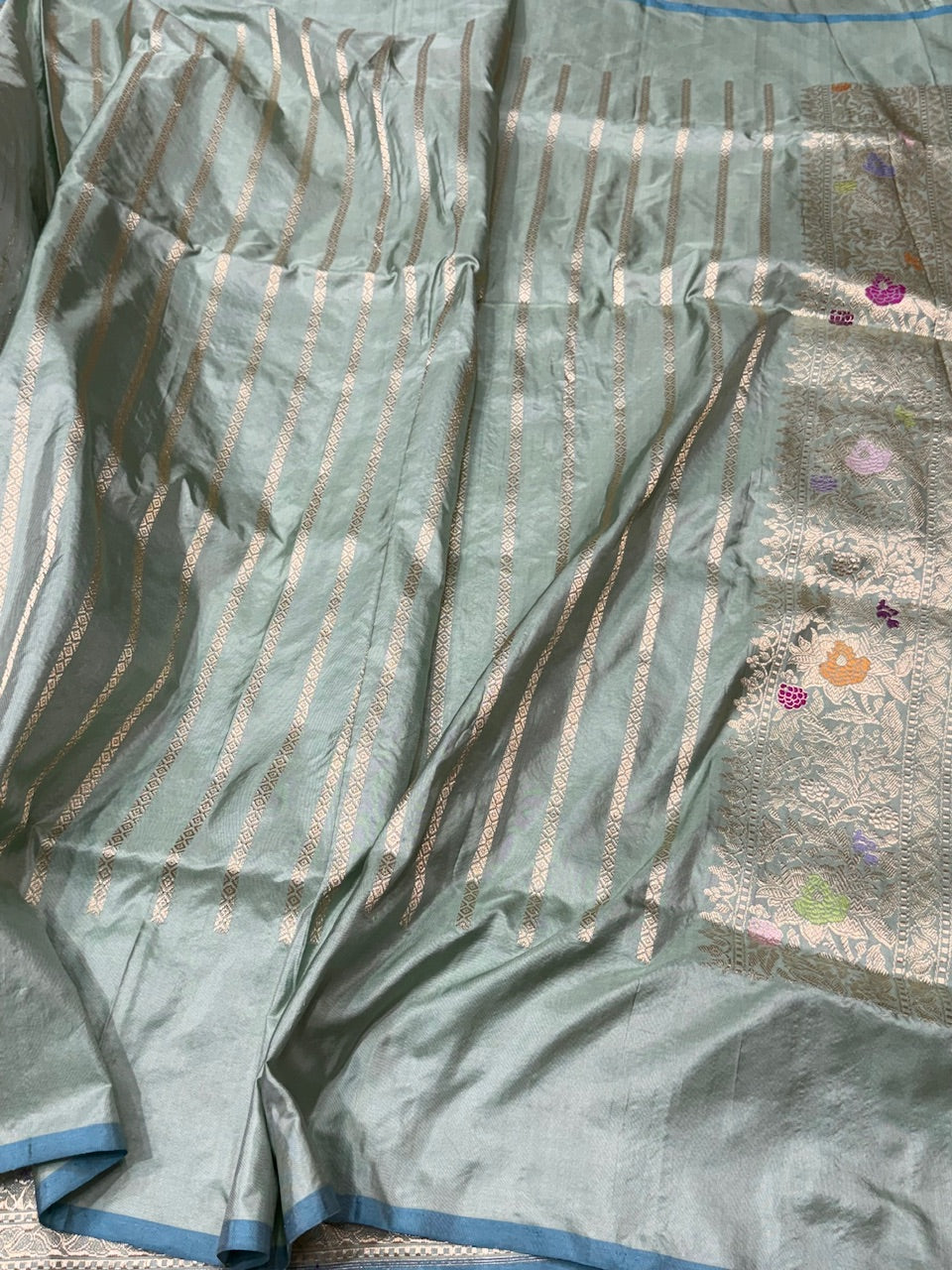 Sage Green Handwoven Pure Banarasi Silk Saree