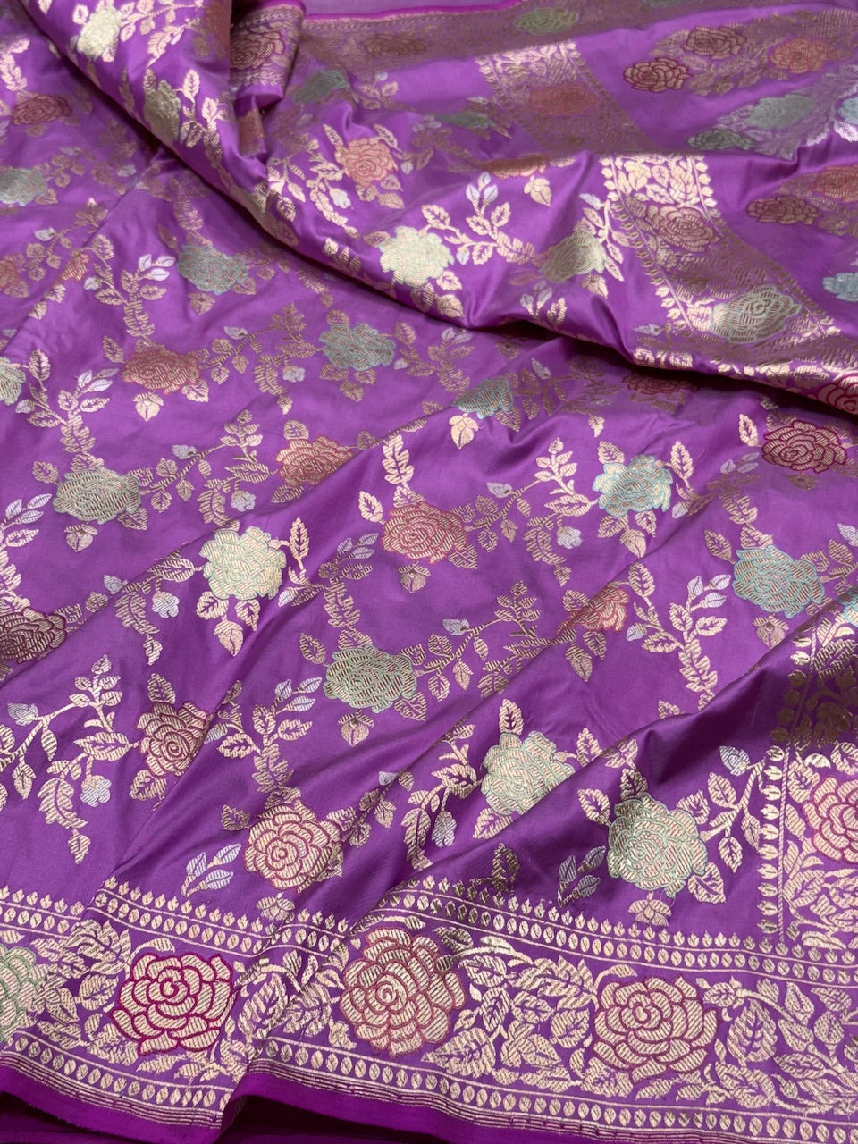 Handwoven Rose Banarasi Silk Saree