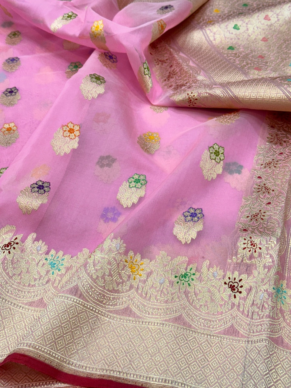 Handwoven Pure Banarasi Organza Saree